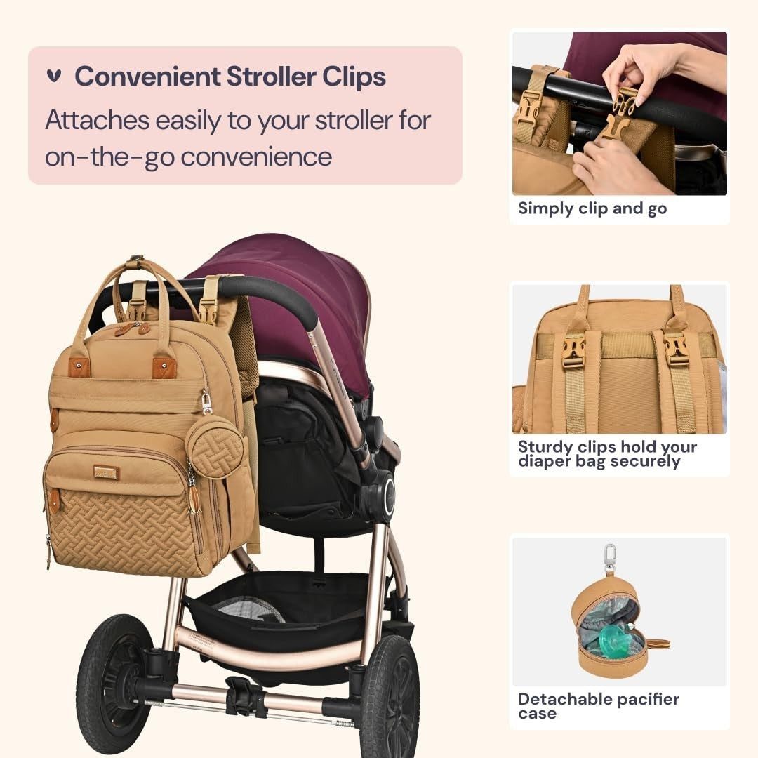 Multi Function Water Resistant Diaper Bag Backpack   Baby Travel Tote, Changing7