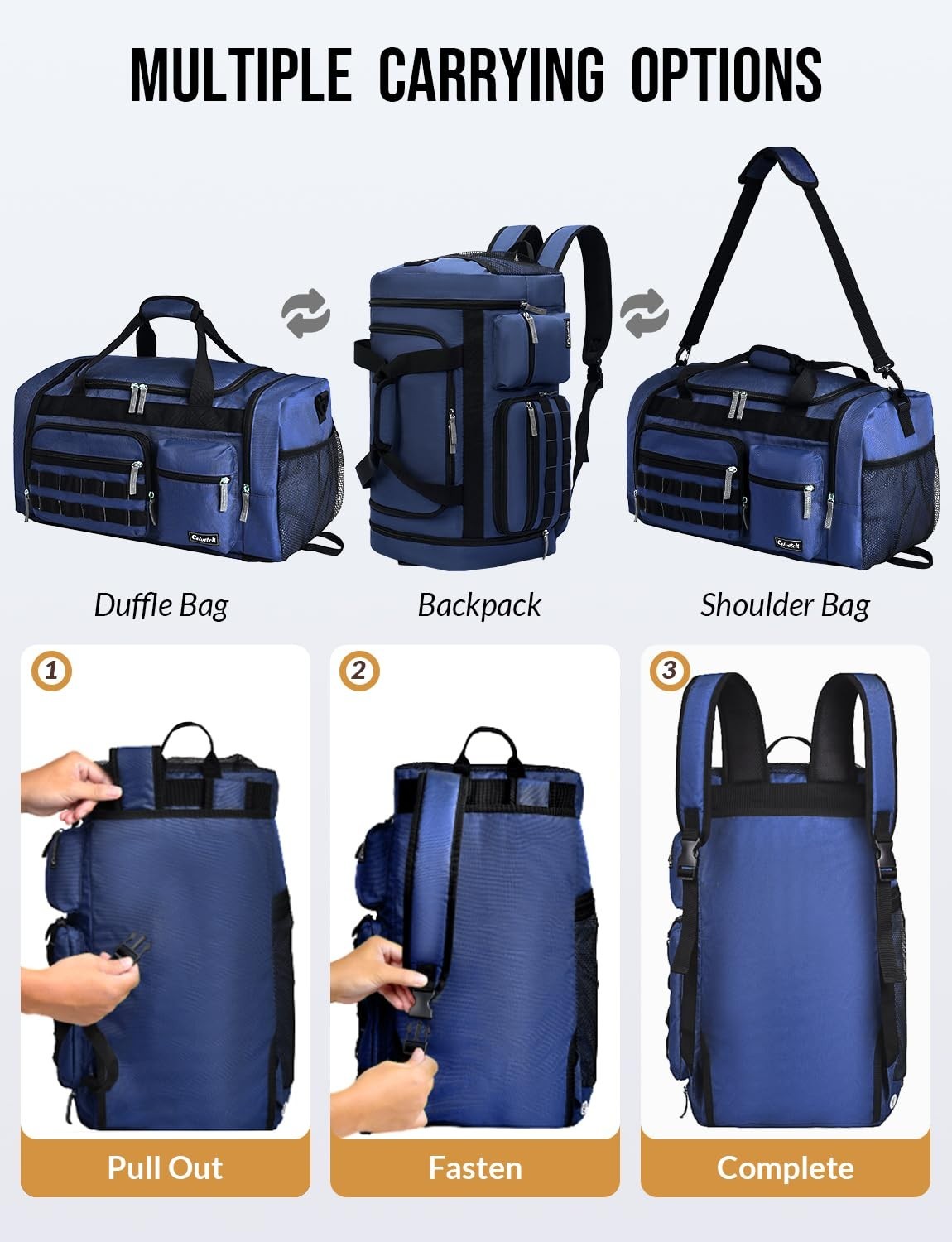 3-in-1 Gym Bag for Men & Women | Navy Blue Travel Duffel with Wet Pocket & Shoe4