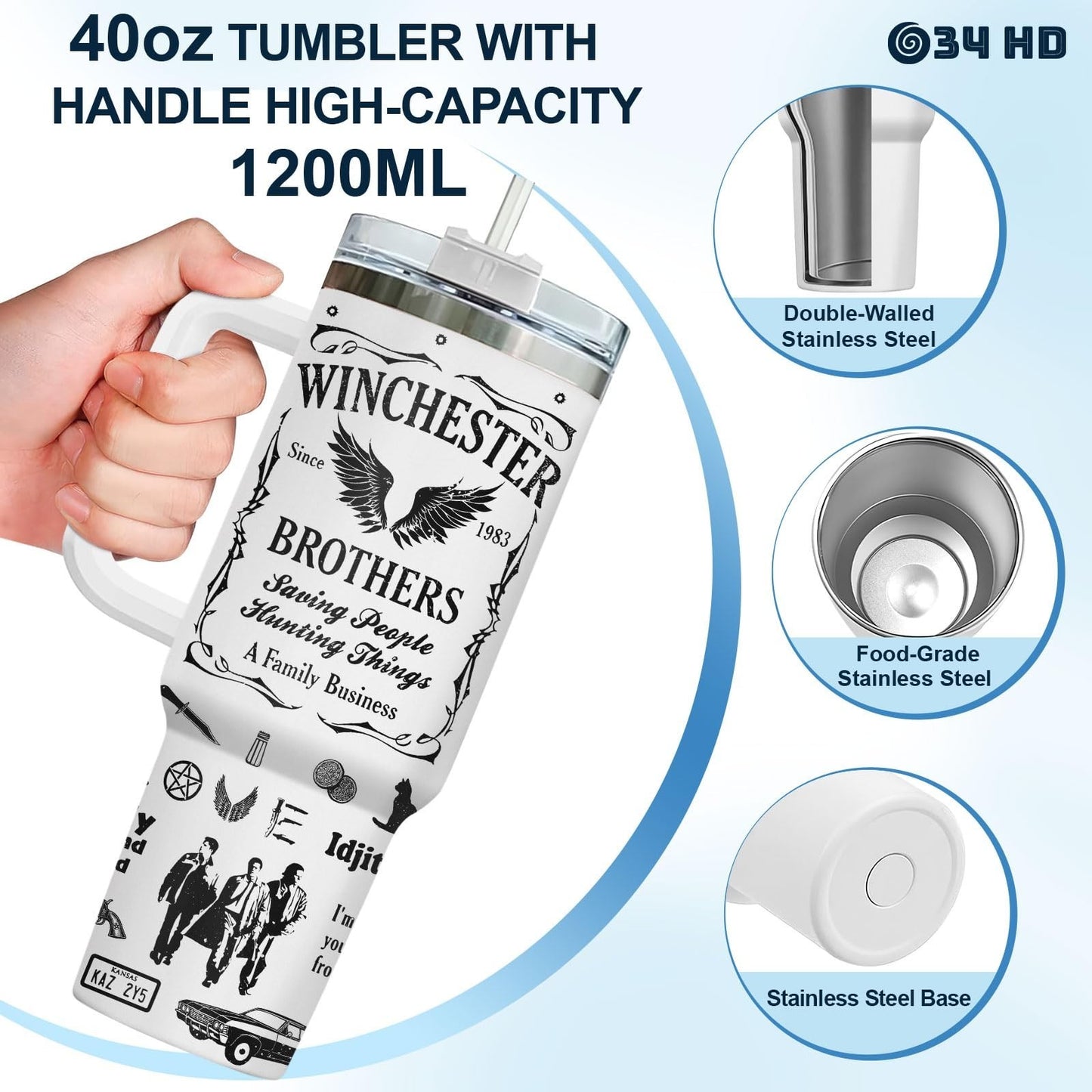 40oz Insulated Tumbler with Handle & Straw   Perfect Gift for Paranormal Fans8