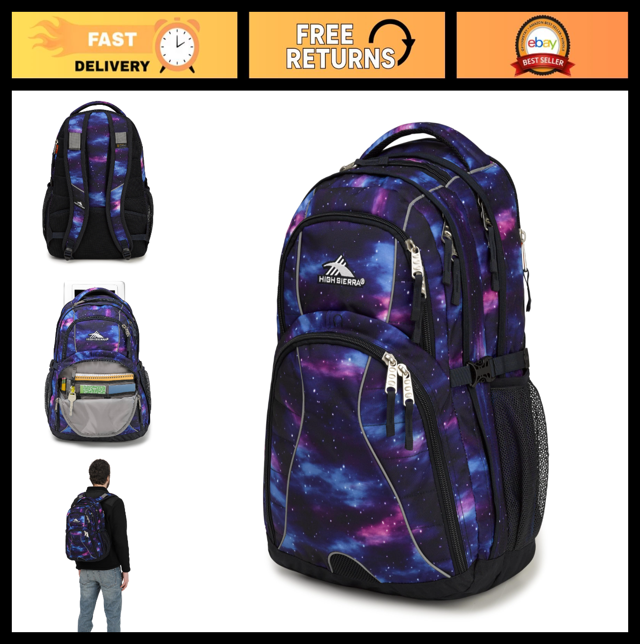 Versatile Laptop Backpack for School & Travel, Cosmos/Midnight Blue, One Size0