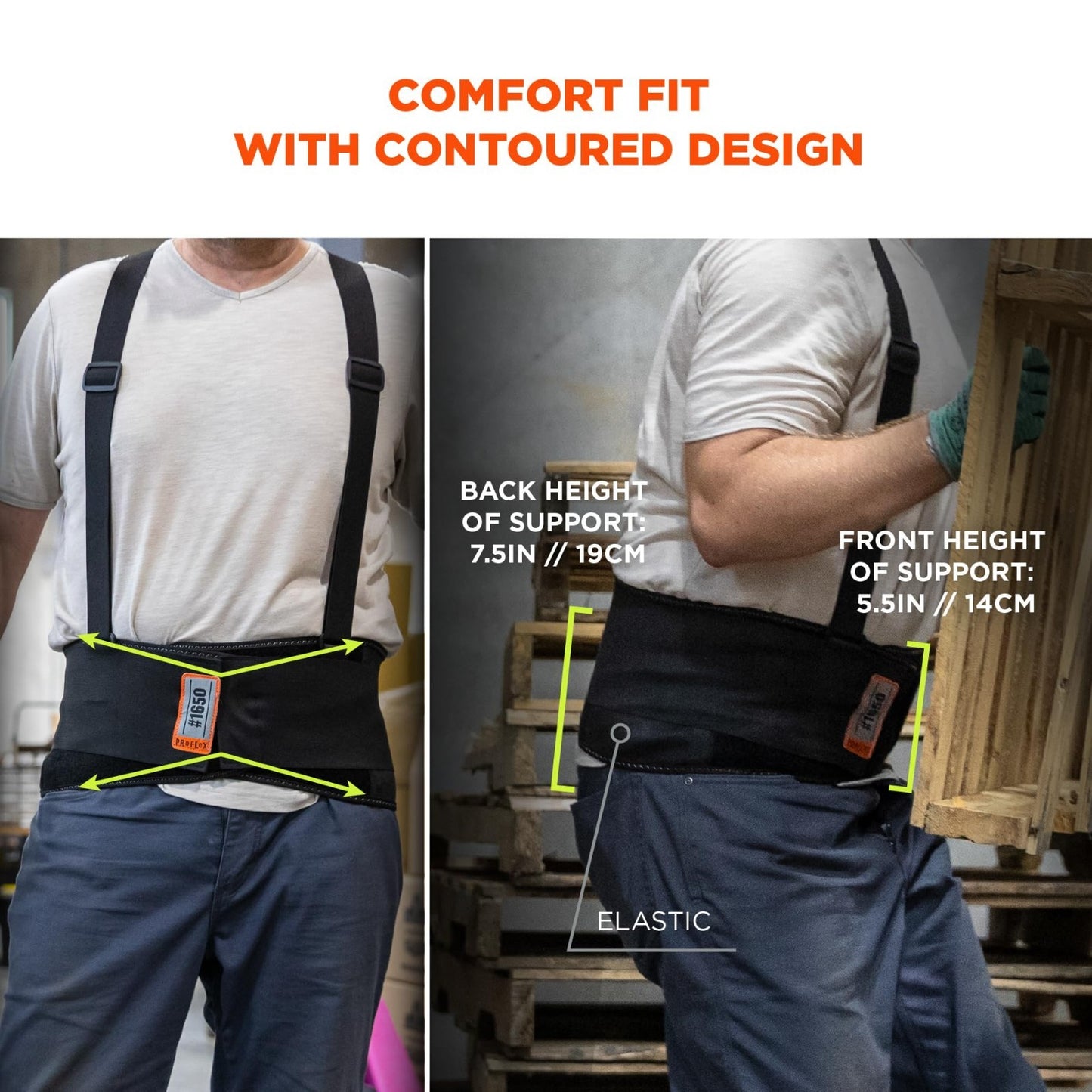 Adjustable Back Support Belt, 7.5" Elastic, Removable Straps, XL Size, Pain Reli3