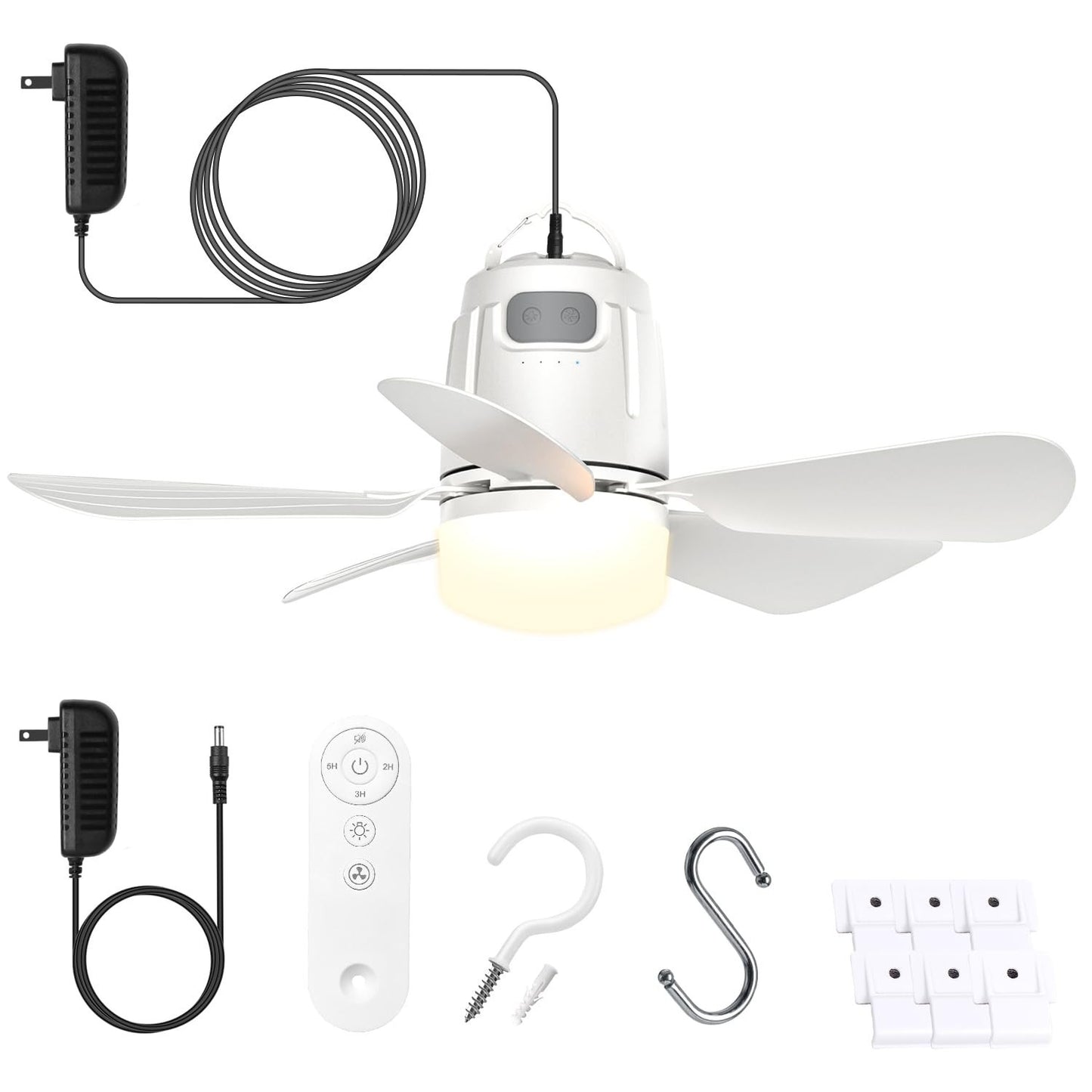 Outdoor Hanging Gazebo Fan with Light, 16.5ft Cord, Remote, Portable for Patio,1