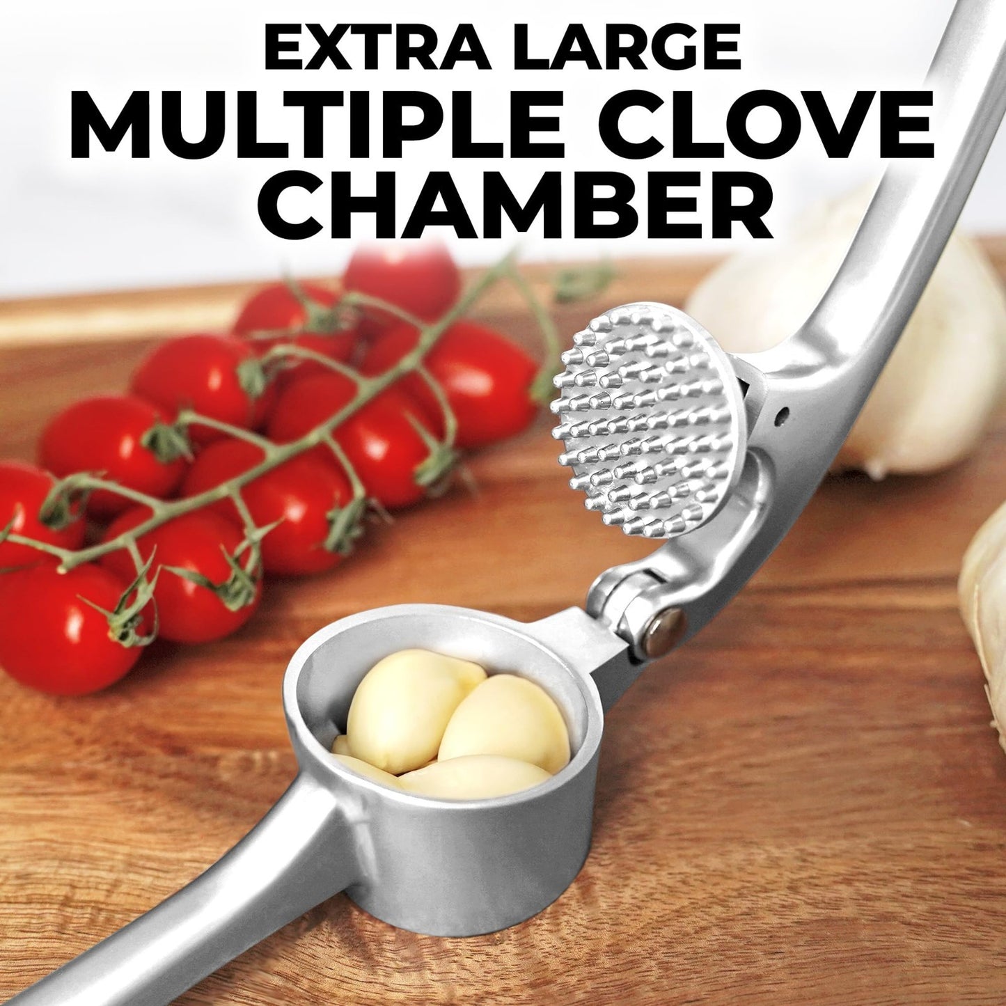 Large Garlic Press Set   Premium Rust Proof Mincer Tool with Easy Squeeze Peeler6