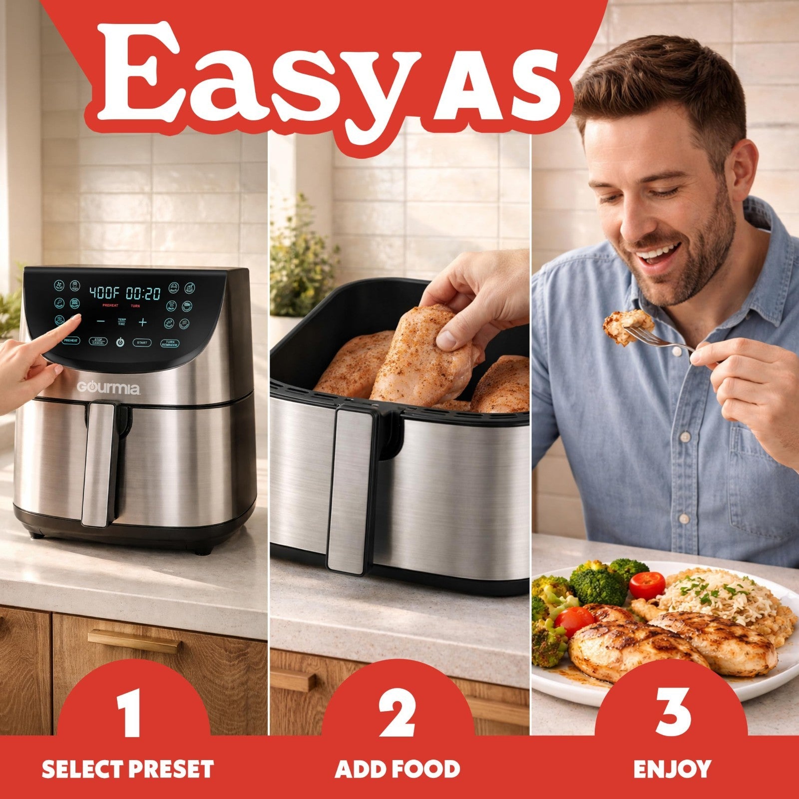 Extra Large 8 Qt Air Fryer, Digital Display, 12 Cooking Presets, Stainless Steel9