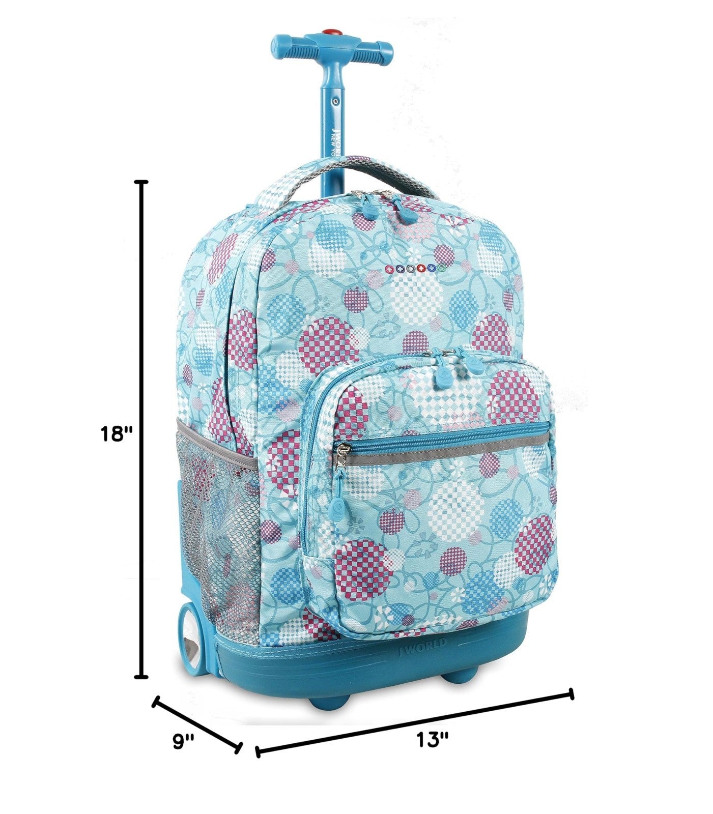 Kids Rolling Backpack with Wheels, School Roller Bookbag for Girls & Boys, 18"x12