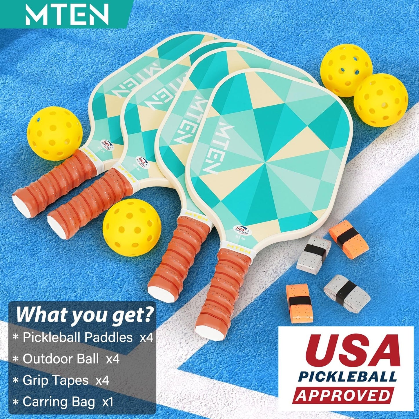 Pickleball Paddle Set of 2/4/1 - USAPA Approved Fiberglass Rackets, Lightweight5
