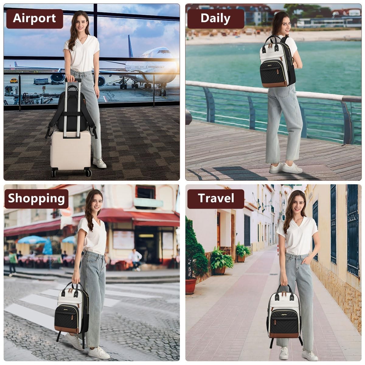 Stylish Laptop Backpack for Women   17.3" Travel Work Bag with USB Charging Port5