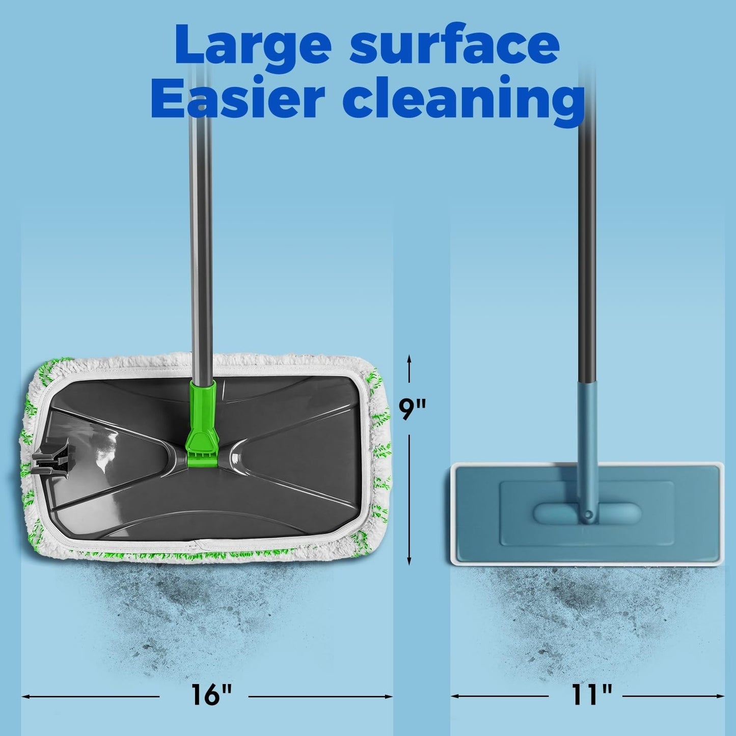 Microfiber Flat Mop 16" with 5 Washable Pads - Efficient Floor Cleaning Tool2
