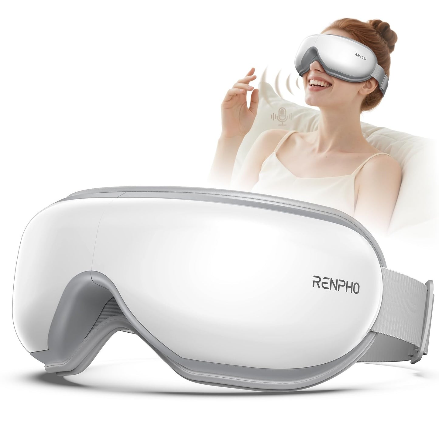 Heated Eye Massager with Voice Control | Vibration Relief for Tension, Strain &0