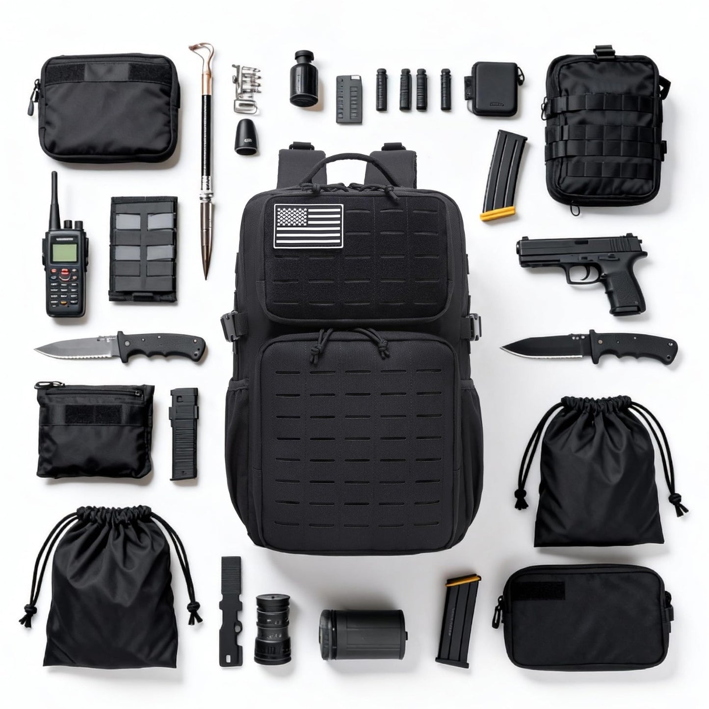 Waterproof Military Tactical Backpack 30L, 3 Day Assault Pack, MOLLE Design, Bla7