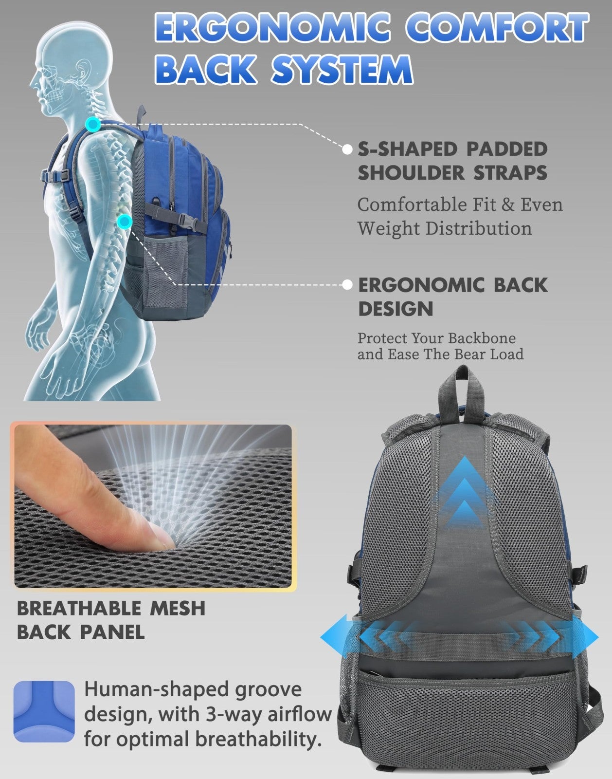 College Laptop Backpack, 15.6" Travel Bookbag with USB Charging Port, Anti Theft4