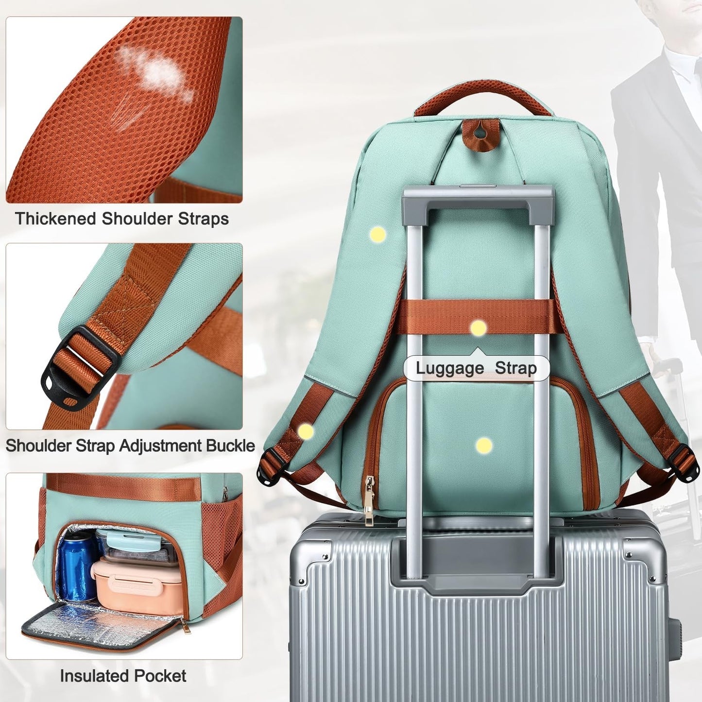 40L Travel Backpack for Men & Women, TSA Approved Carry-On, Fits 17" Laptop, Lig3