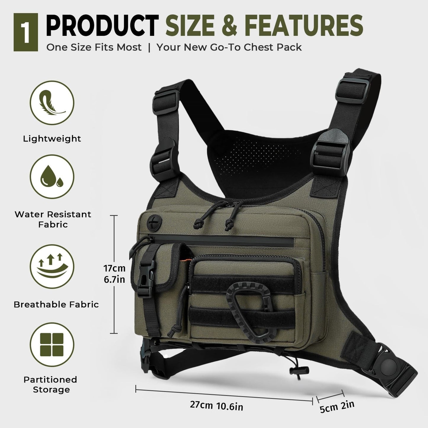 Tactical Chest Bag for Men & Women - Outdoor EDC Pack for Running, Cycling, Work2