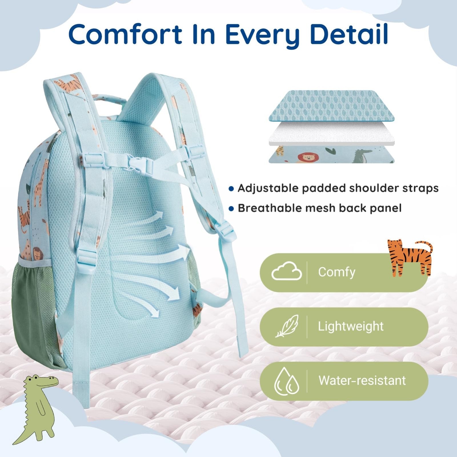 Kids Backpack Set for Kindergarten & Preschool - 3 PCS with Lunch Box & Pencil C3