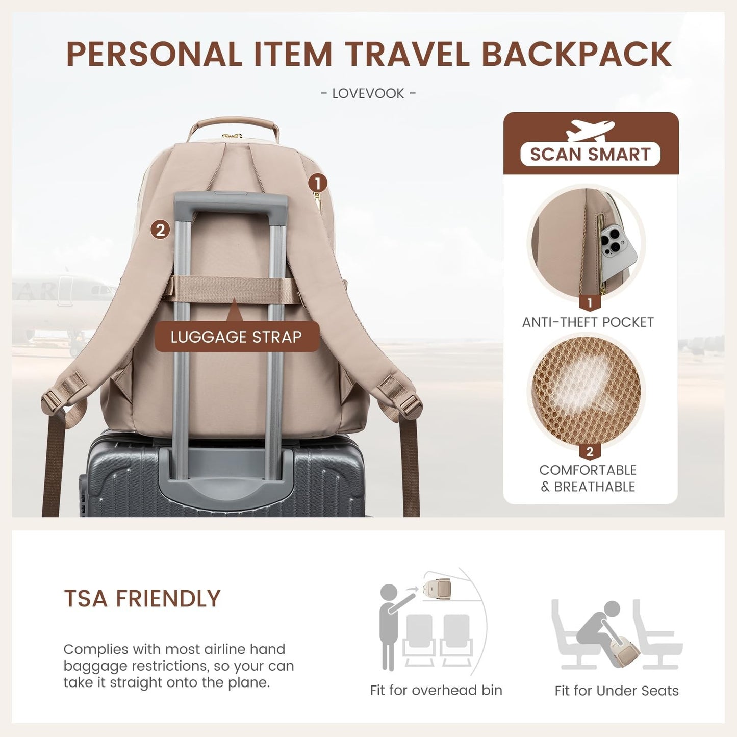Stylish Waterproof Laptop Backpack for Women, 15.6" Large Capacity Travel Bag, G5