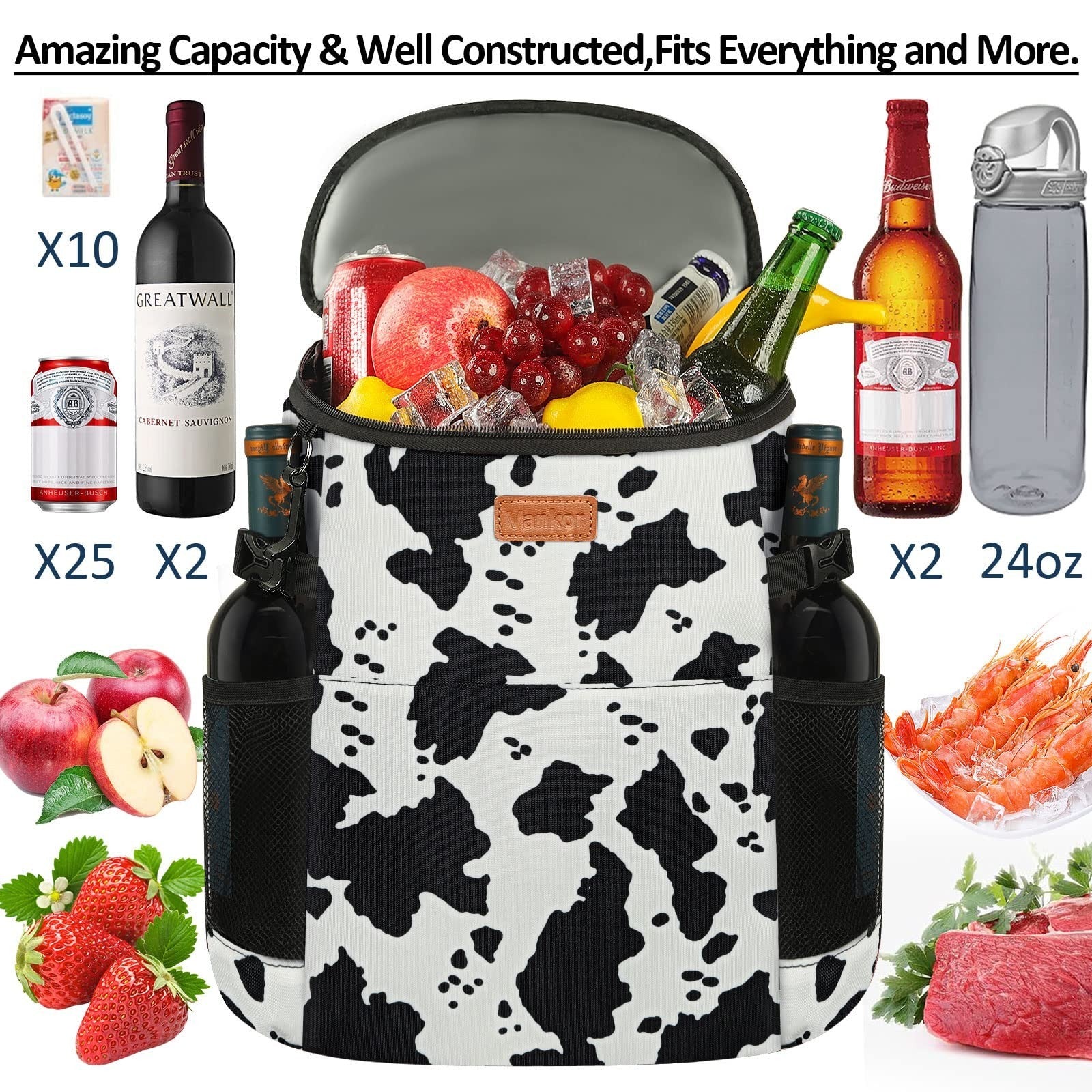 Insulated Camping Cooler Backpack - Holds 30-45 Cans, Waterproof & Leak Proof, I4