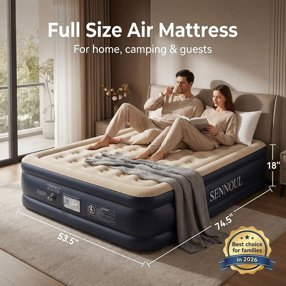 Full Size Air Mattress with Built in Pump, Quick Inflate/Deflate, 650lbs Capacit2