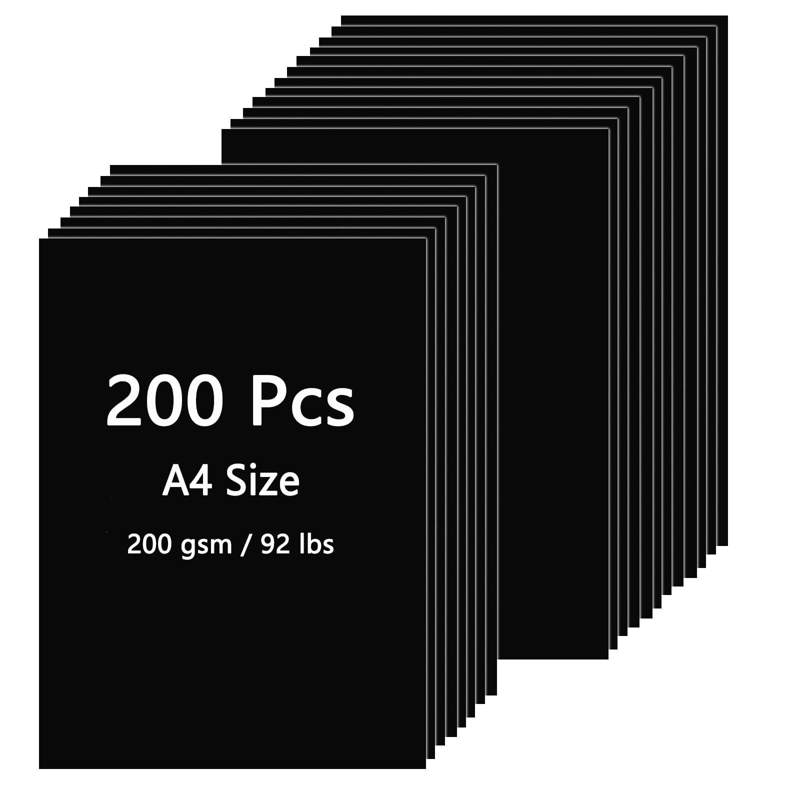200 Sheets Black Cardstock 8.5x11" 92lb Heavyweight Paper for Scrapbooking, DIY1