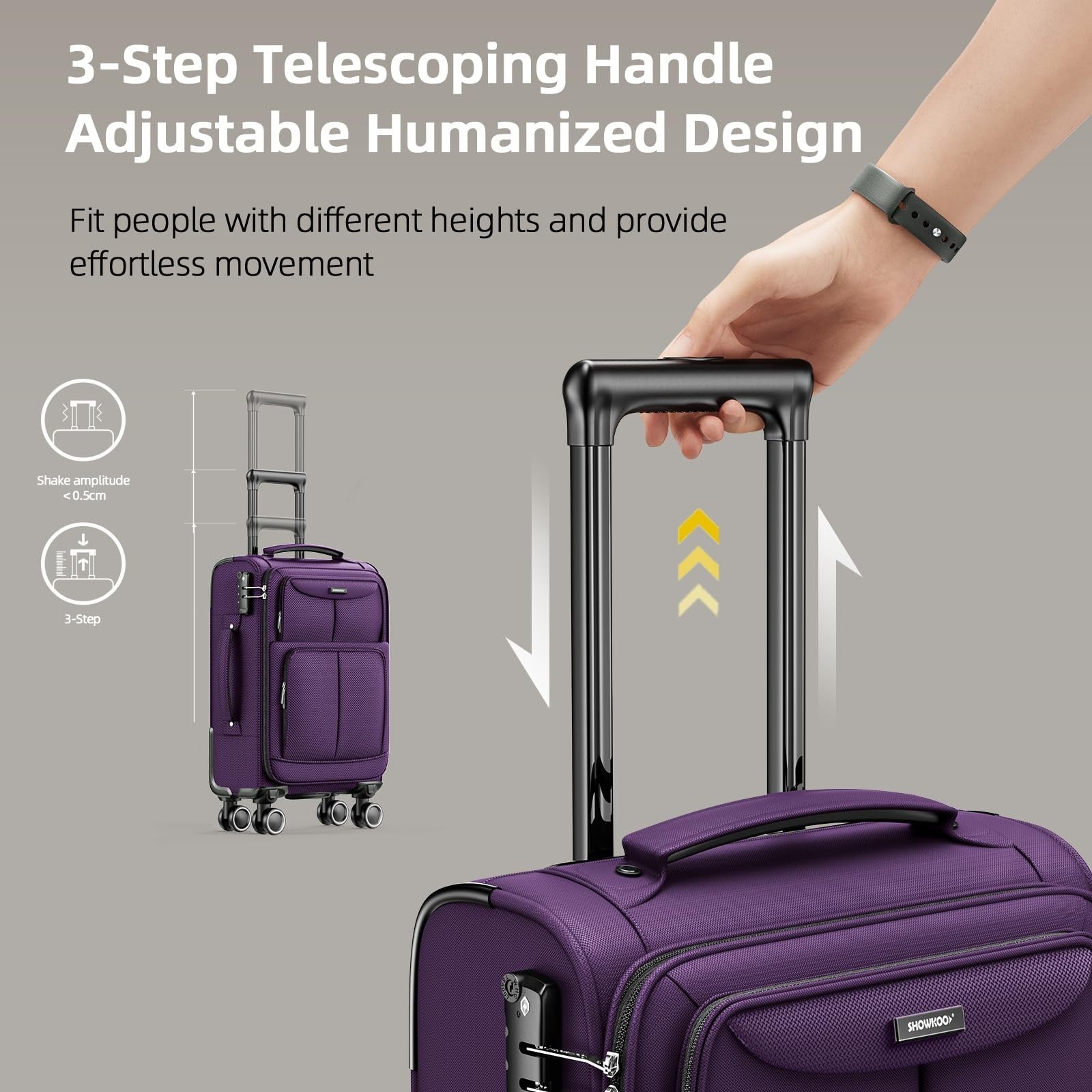 3-Piece Expandable Softside Luggage Set, Durable Oxford Fabric, 360° Spinner Whe4