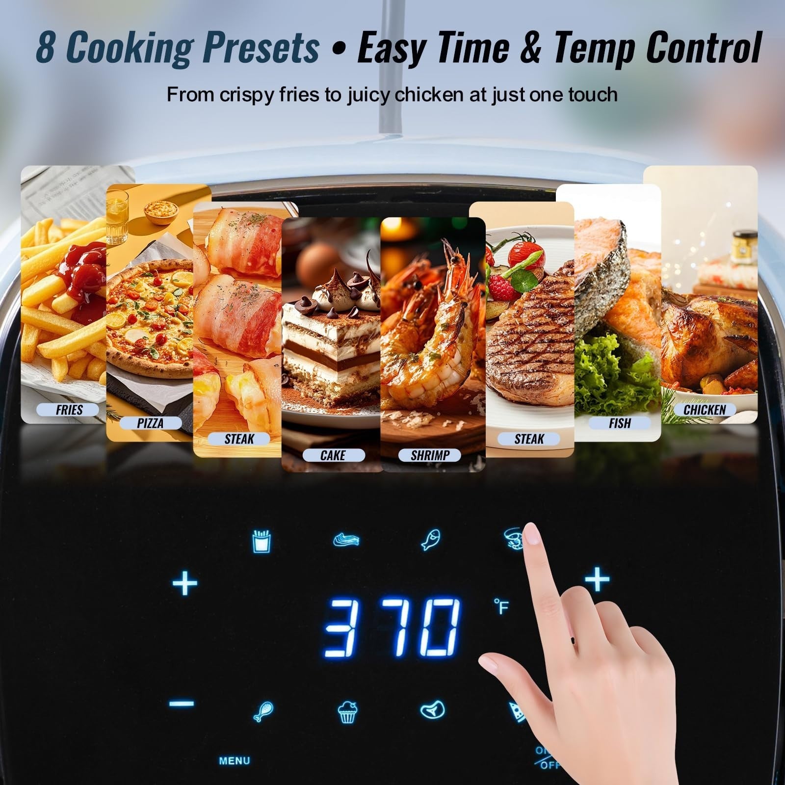 5QT Retro Air Fryer - Stylish Countertop, Digital Touchscreen, 8 Cooking Presets2