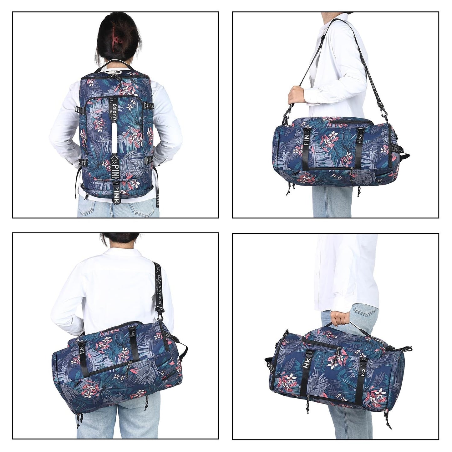 Waterproof Gym Duffel Backpack with Shoe Compartment, 4 Carry Methods, Sports &4