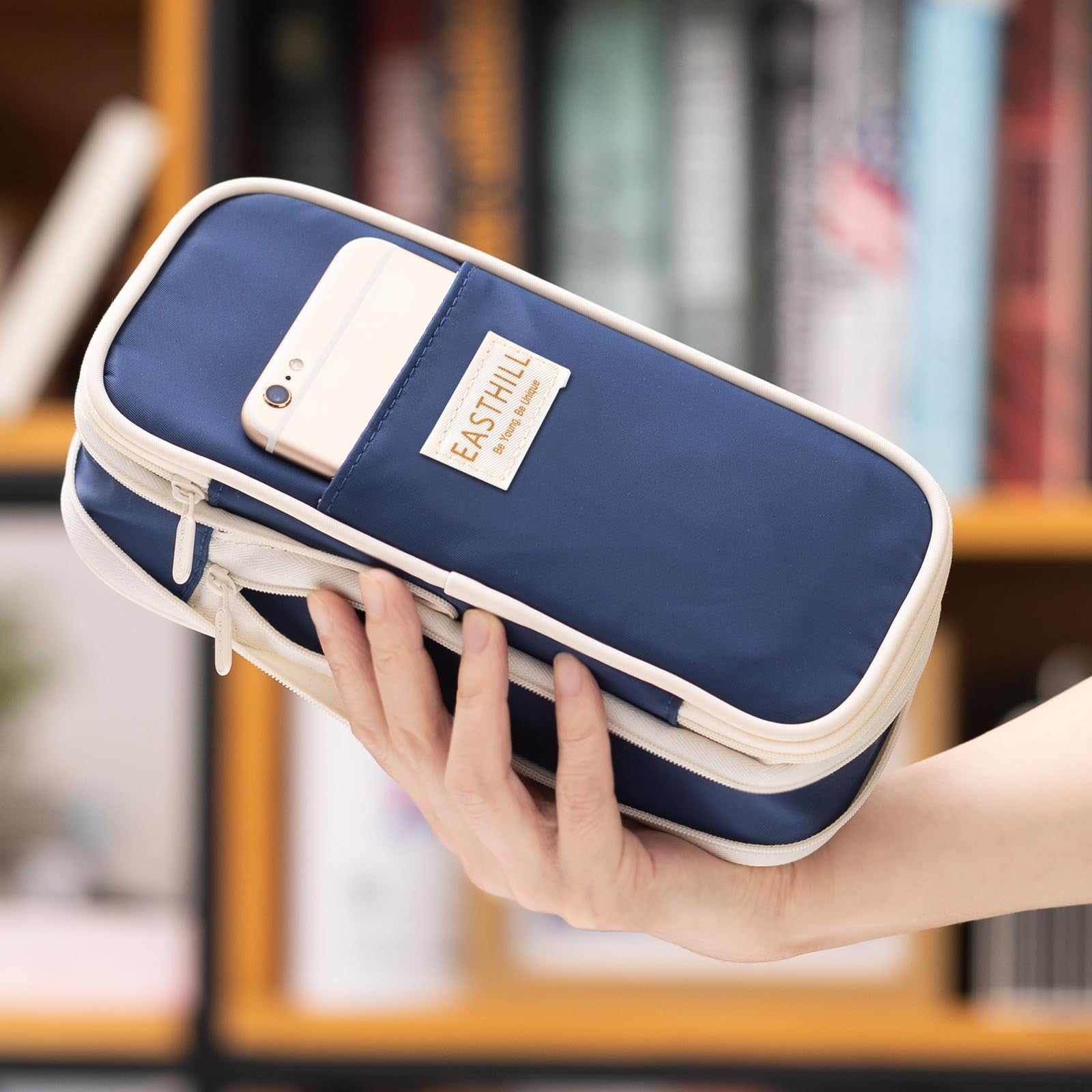 Large Capacity Pencil Case, Big Pencil Pouch, Stationery Bag for Teens   Navy5