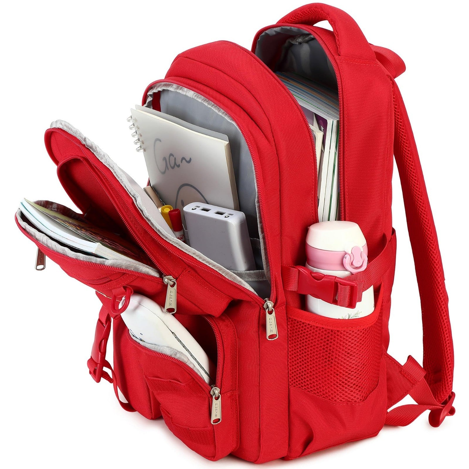 Large Heavy Duty Backpack for School, College, Travel   Multi Pocket Bookbag4