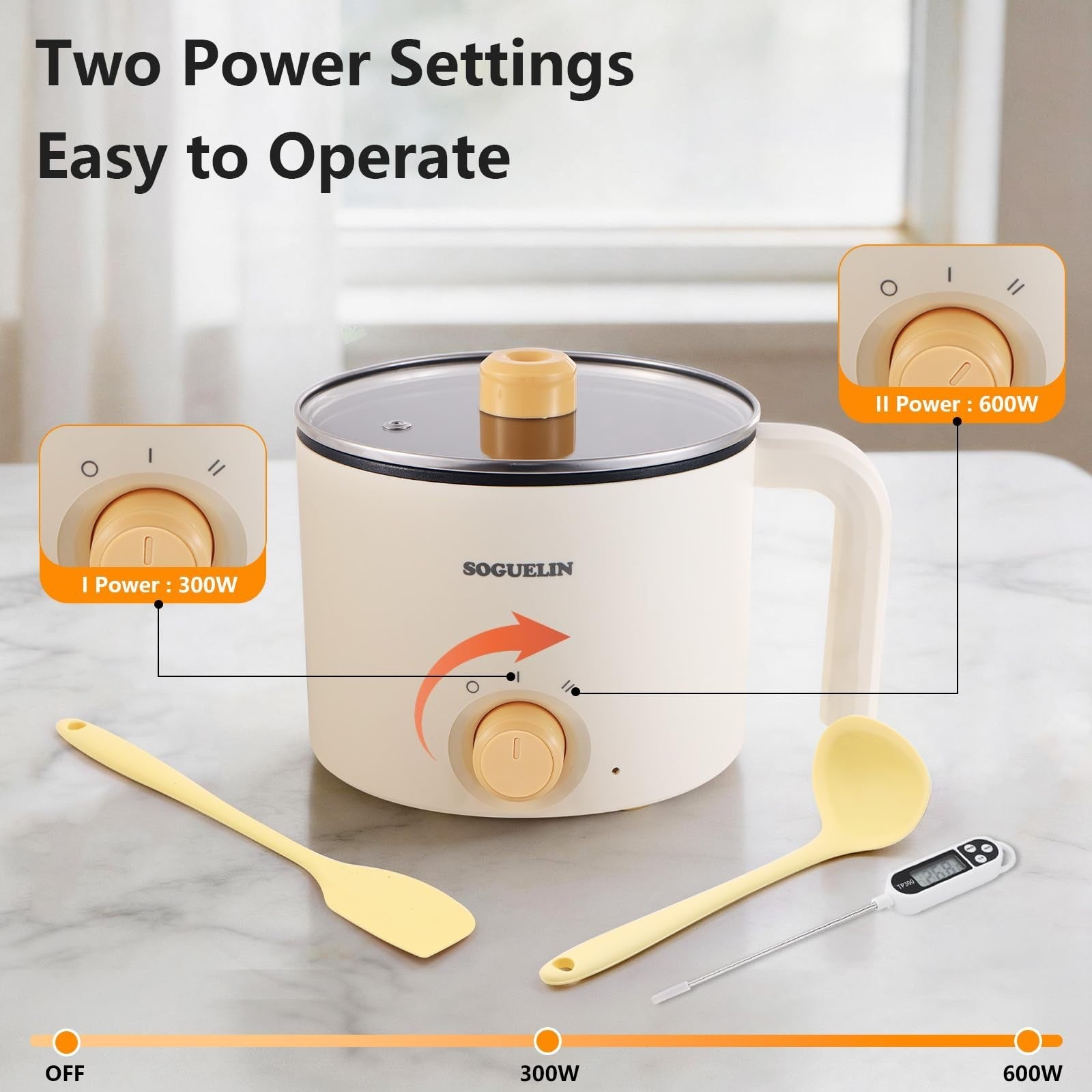 Electric Candle Wax Melter 1.5L with Stirring Spoon & Thermometer - DIY Pot for5