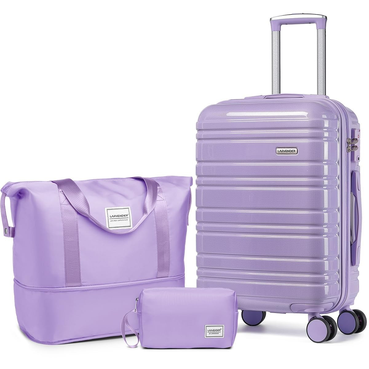 3-Piece Carry-On Luggage Set - 20" Hardshell Suitcase, Duffel Bag, TSA Lock, Lig1