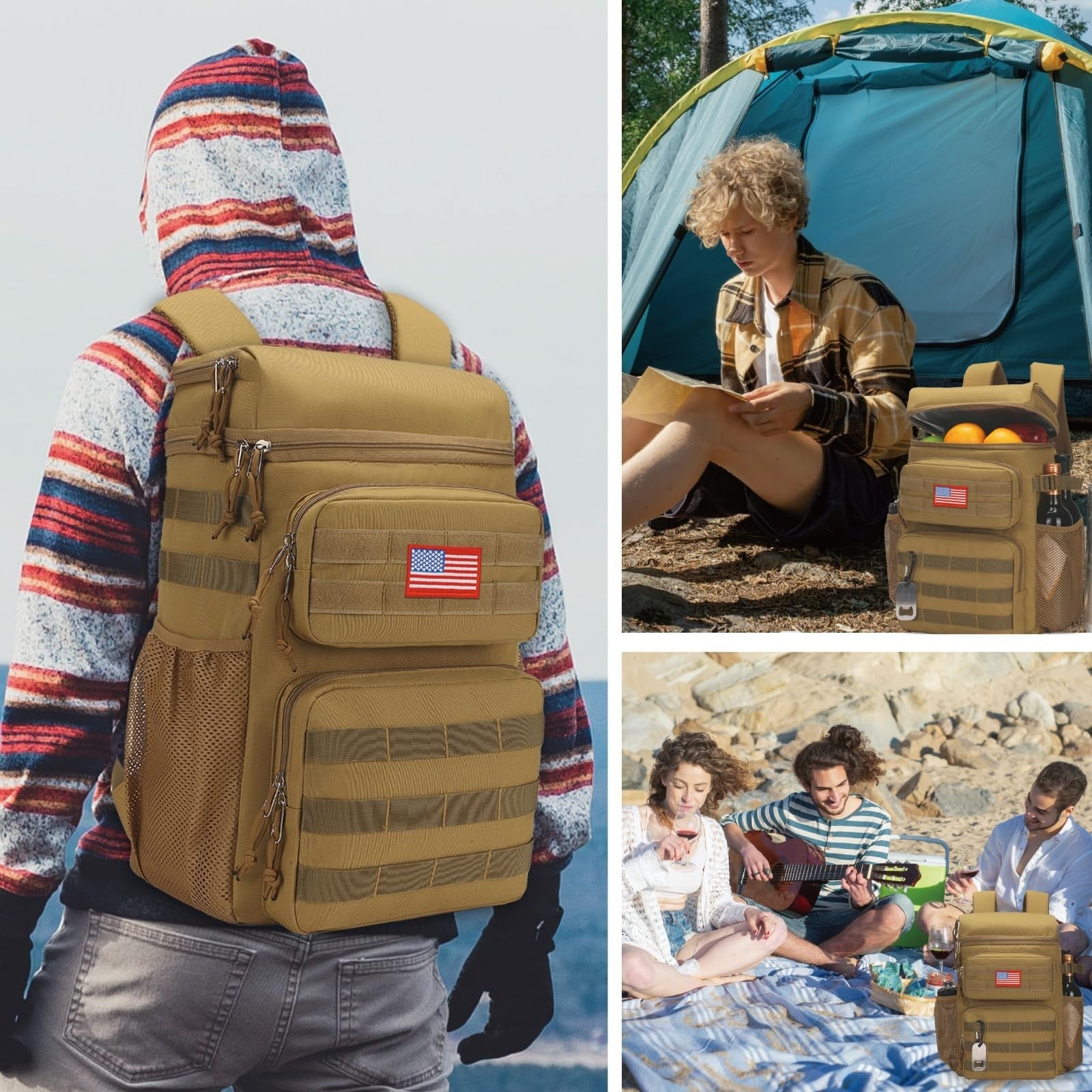 Insulated Tactical Cooler Backpack - Lightweight, Leakproof, Waterproof for Hiki2