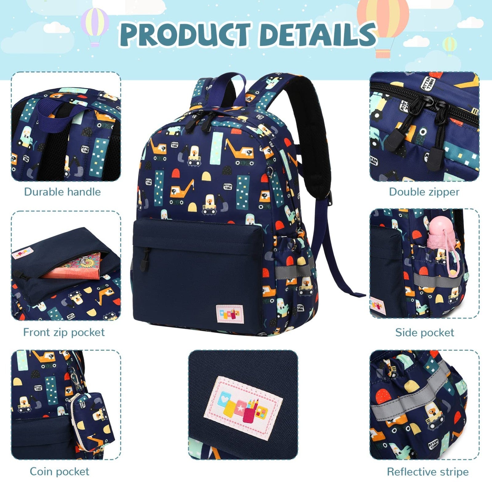 Kids Toddler Backpack with Chest Strap   Durable, Lightweight, Unisex Design3