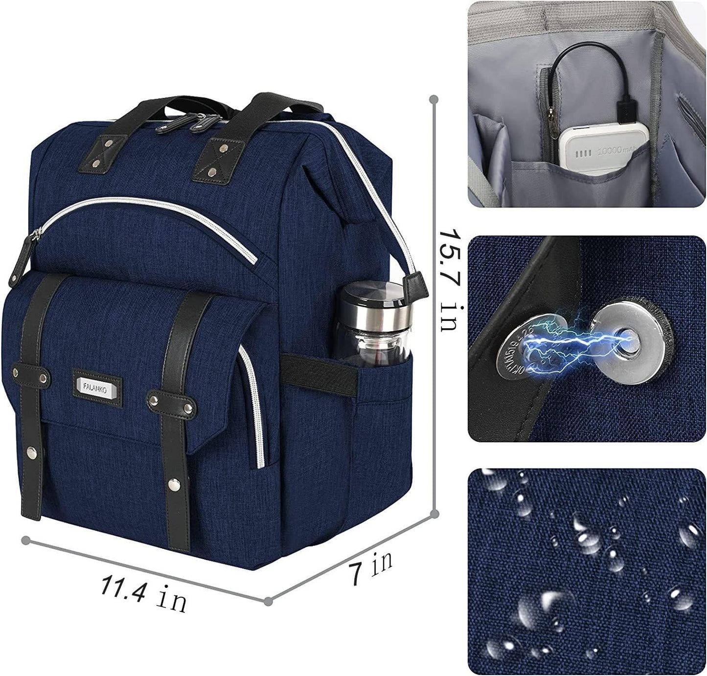 Stylish Laptop Backpack for Women & Men, RFID Anti Theft, 15.6" College Work Bag3