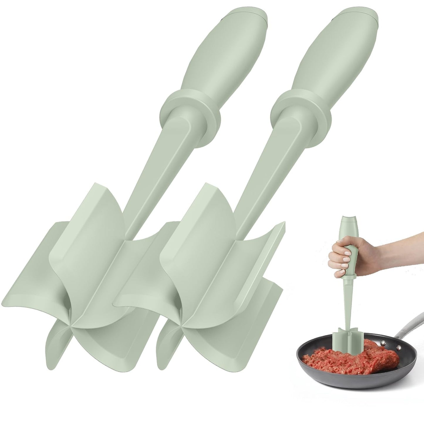 2Pack Meat Chopper Hamburger Smasher   Heat Resistant Nylon, Non Stick, Dishwash1