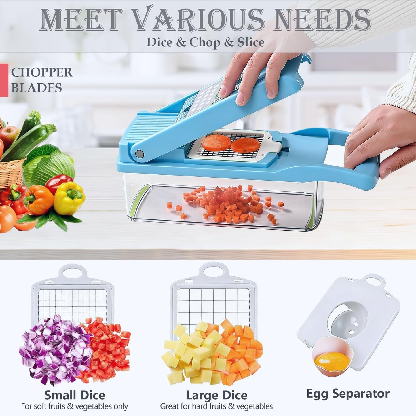 16 in 1 Vegetable Chopper & Mandoline Slicer, Food Cutter with Container, Spiral1