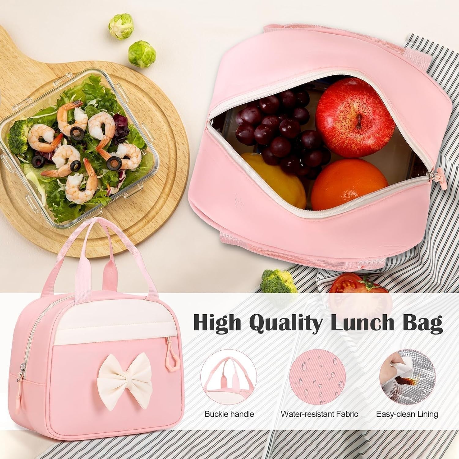 Cute Bow Backpack for Girls   School Bag with Lunch Bag & Pencil Case, Stylish &6