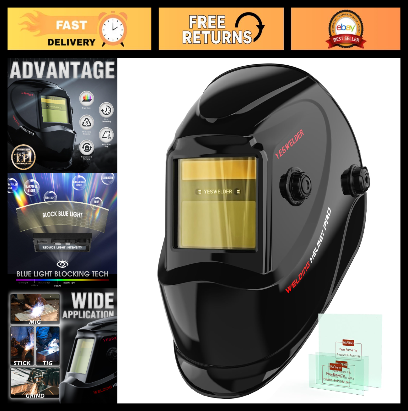 Auto Darkening Welding Helmet, True Color 1/1/1/1, Adjustable Lens, Lightweight0