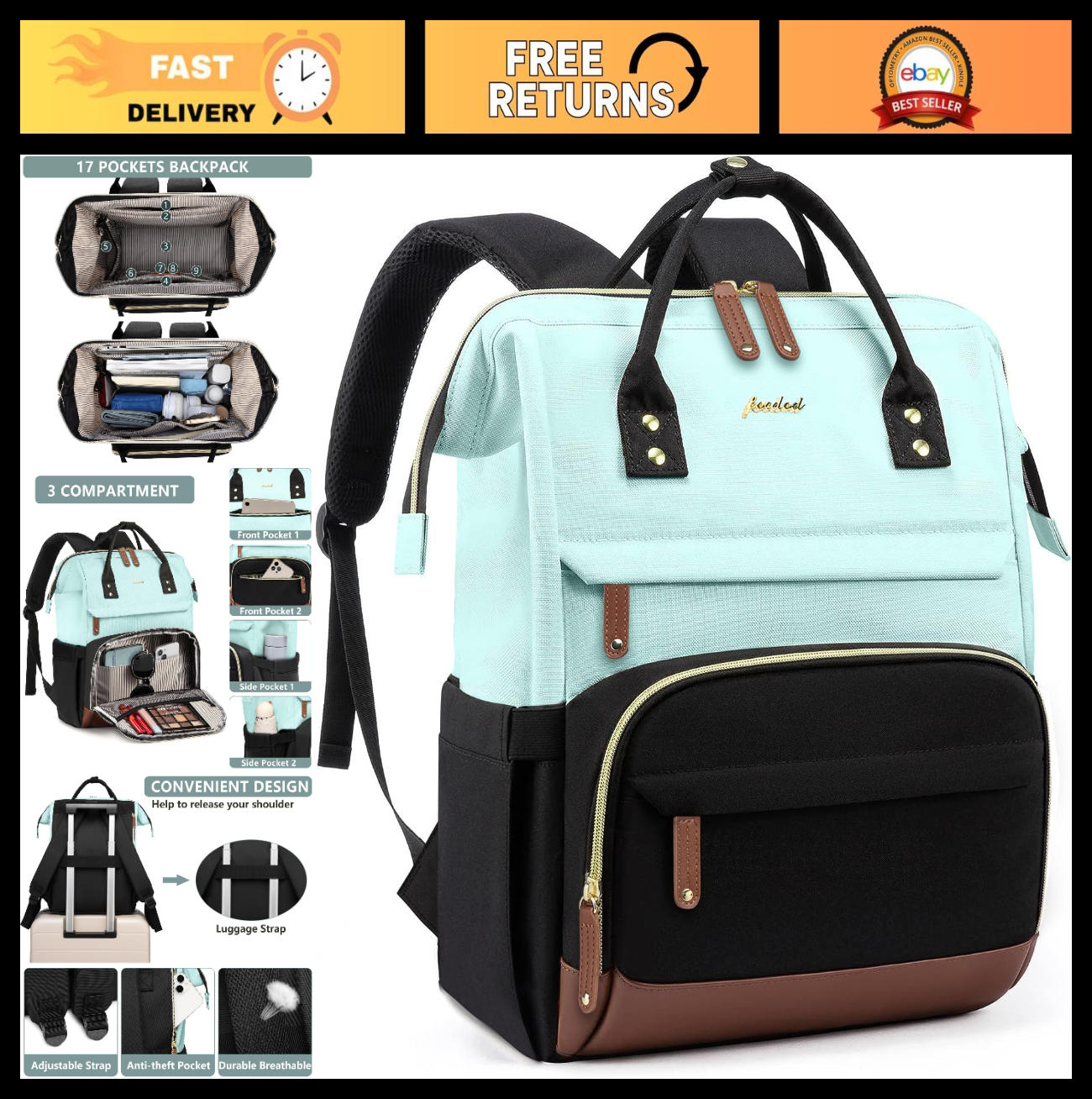Stylish Laptop Backpack for Women   15.6" Large Capacity Travel Bag for Work, Sc0