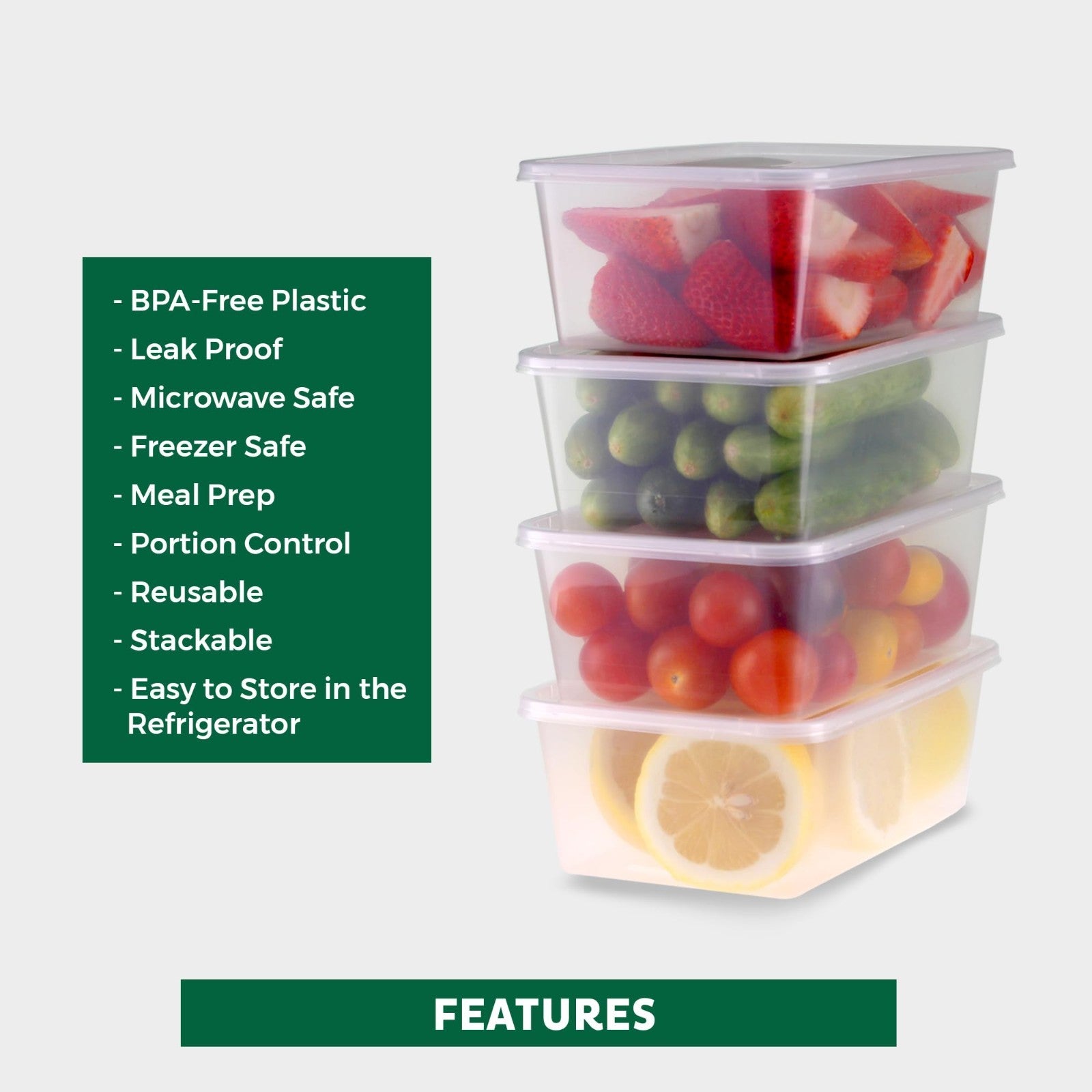 50 Pack 34 oz Plastic Food Storage Containers with Lids - Leakproof, BPA Free, S4