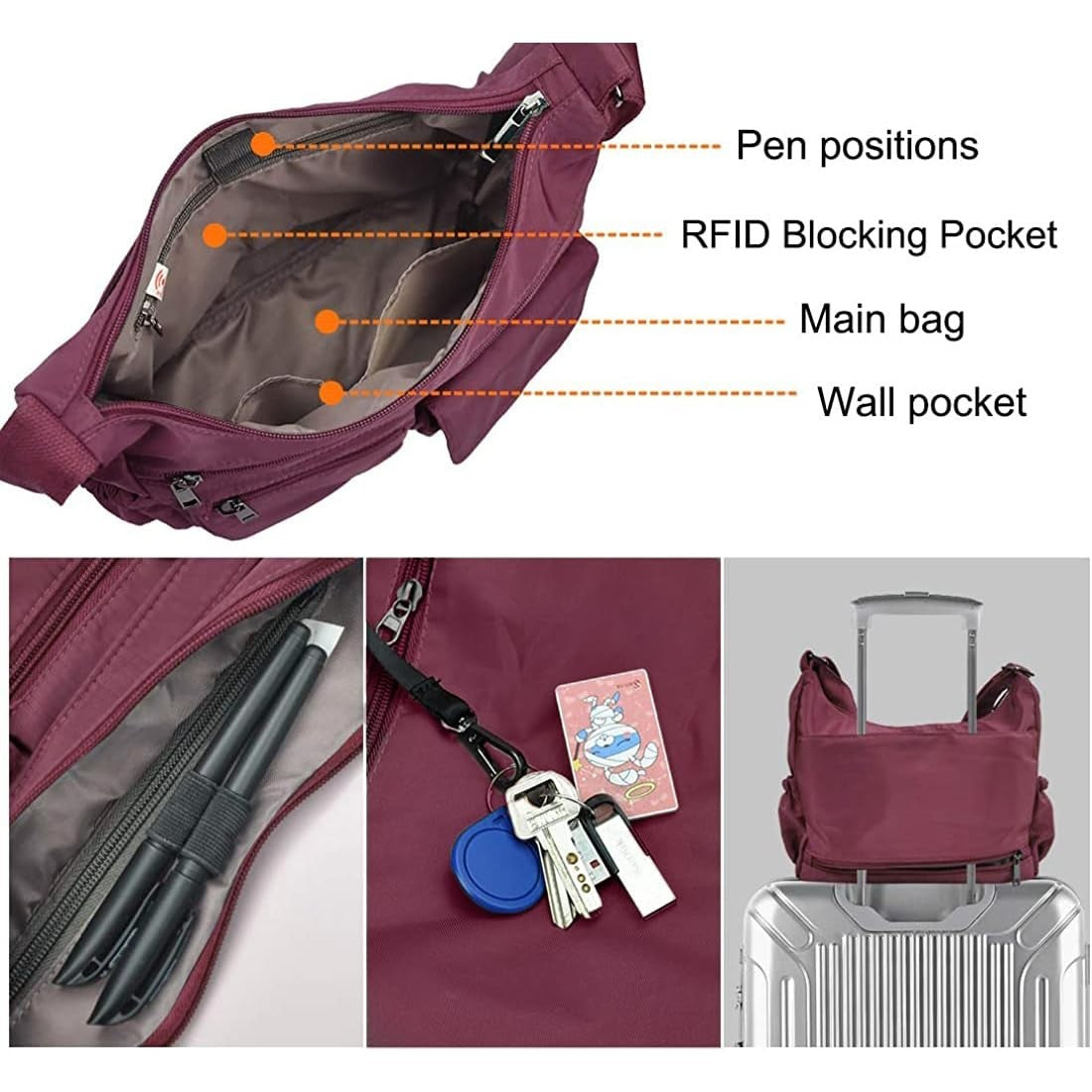 Lightweight Waterproof Crossbody Bag for Women | RFID Travel Shoulder Purse4