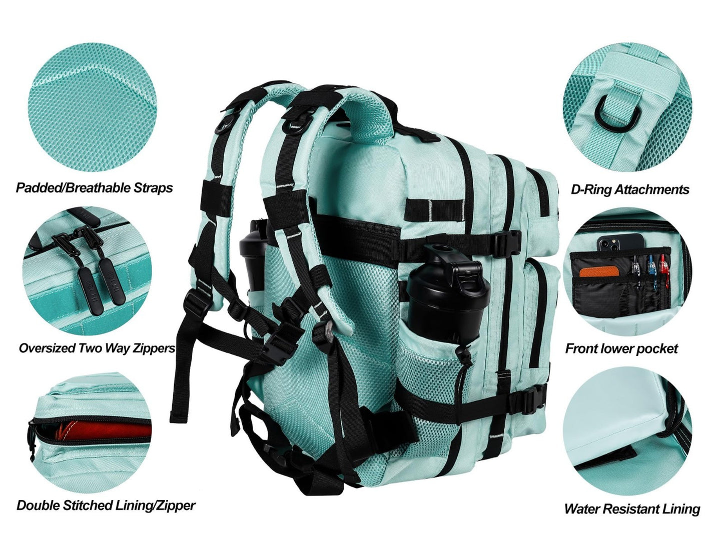 Tactical Military Backpack 25L/35L Army Assault Pack Rucksack with Bottle Holder4