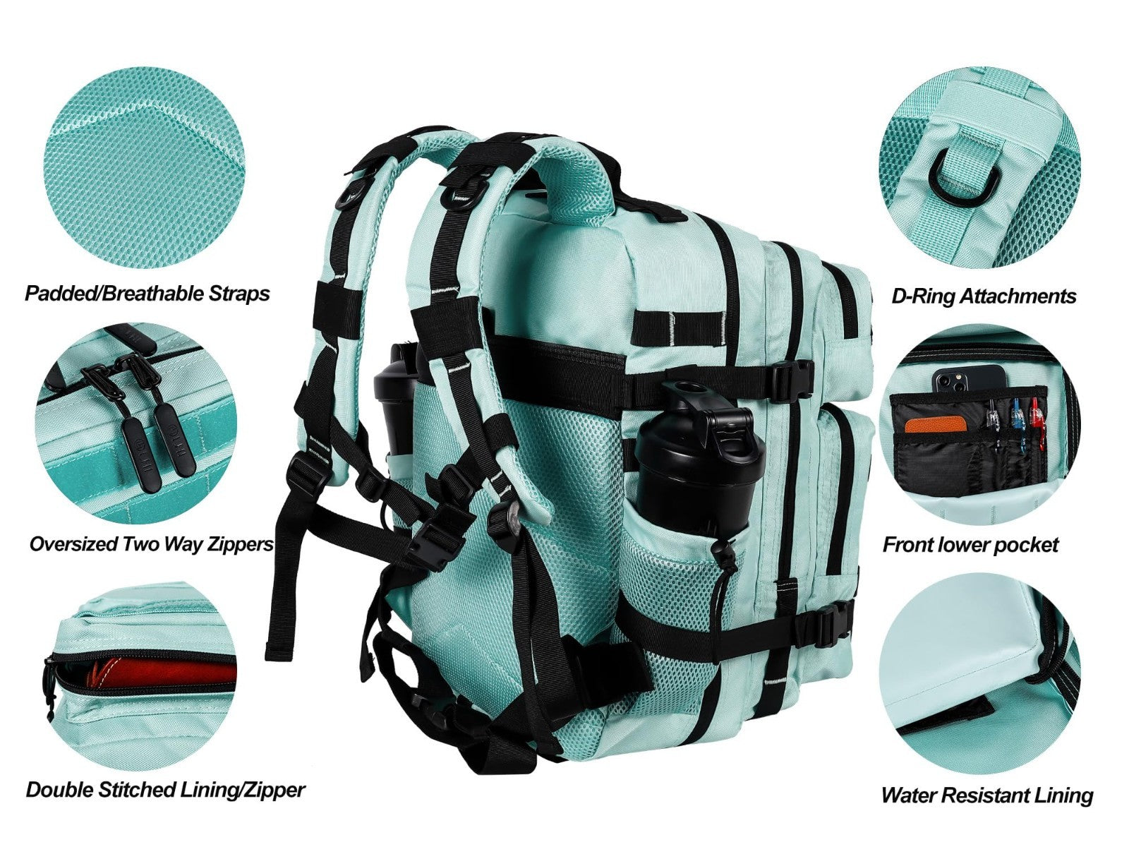 Tactical Military Backpack 25L/35L Army Assault Pack Rucksack with Bottle Holder4