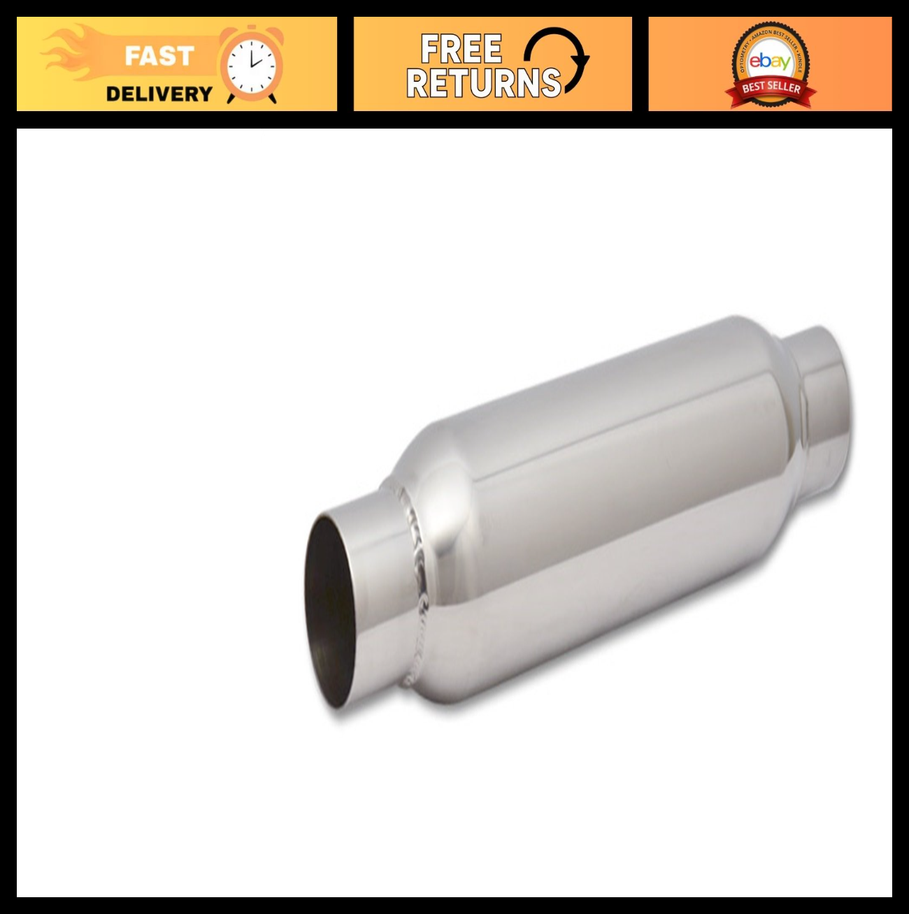 Polished Stainless Steel Resonator - High-Performance Exhaust Upgrade, Durable &0