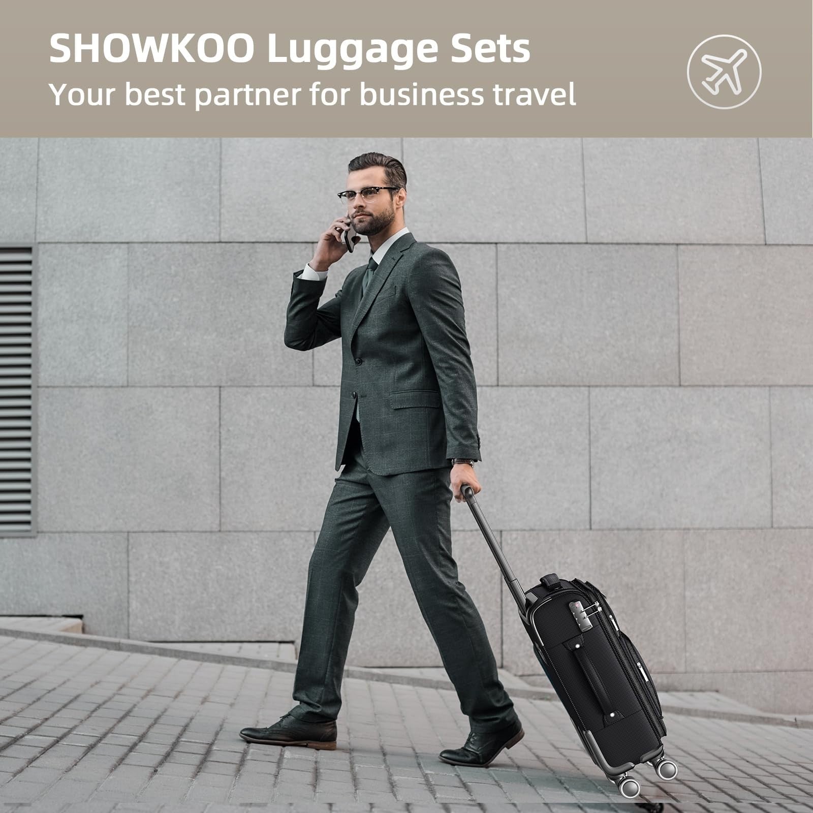 3-Piece Expandable Softside Luggage Set | Durable Oxford Fabric, 360° Spinner Wh1