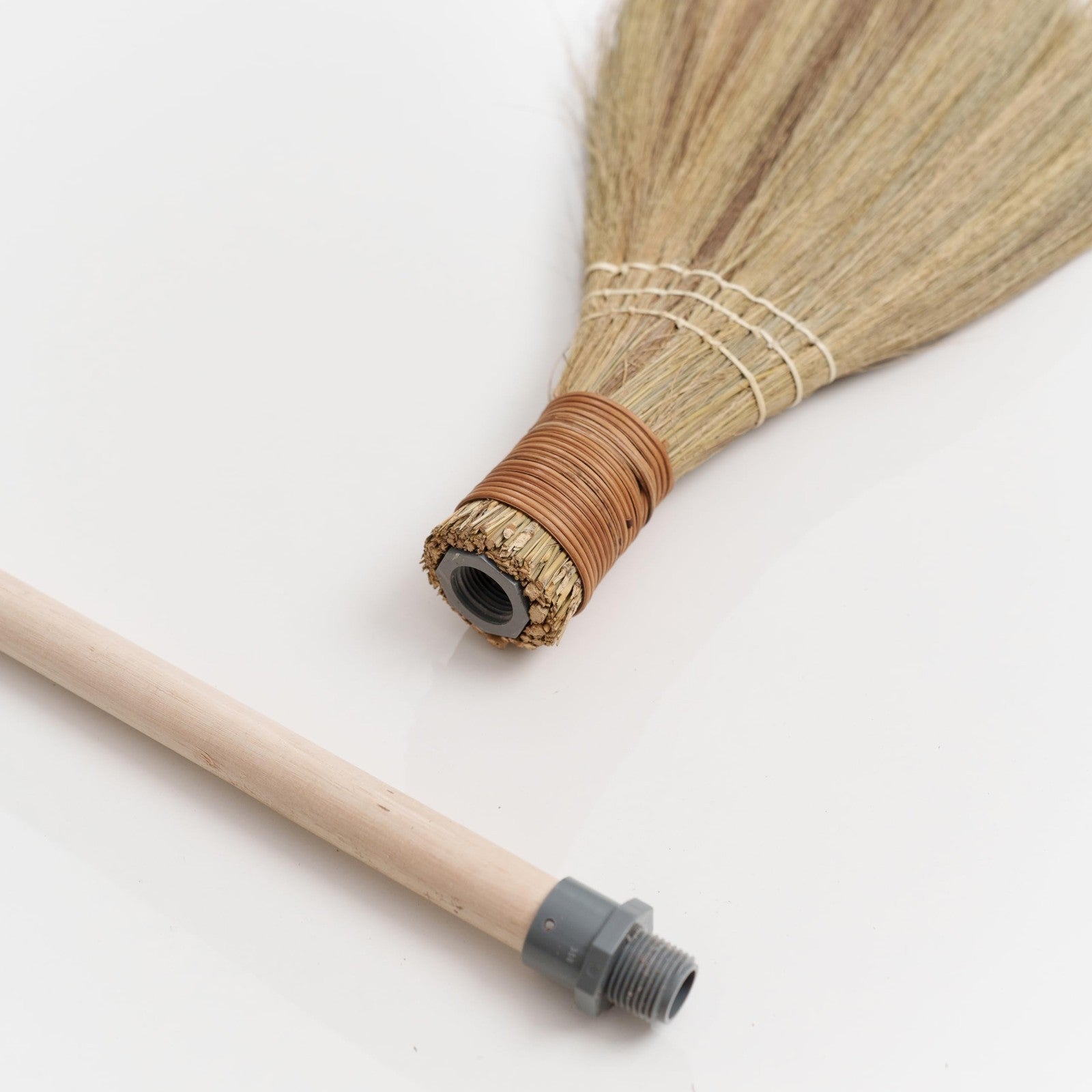 Natural Straw Broom with Wooden Handle - Indoor/Outdoor Cleaning Tool, 27.553