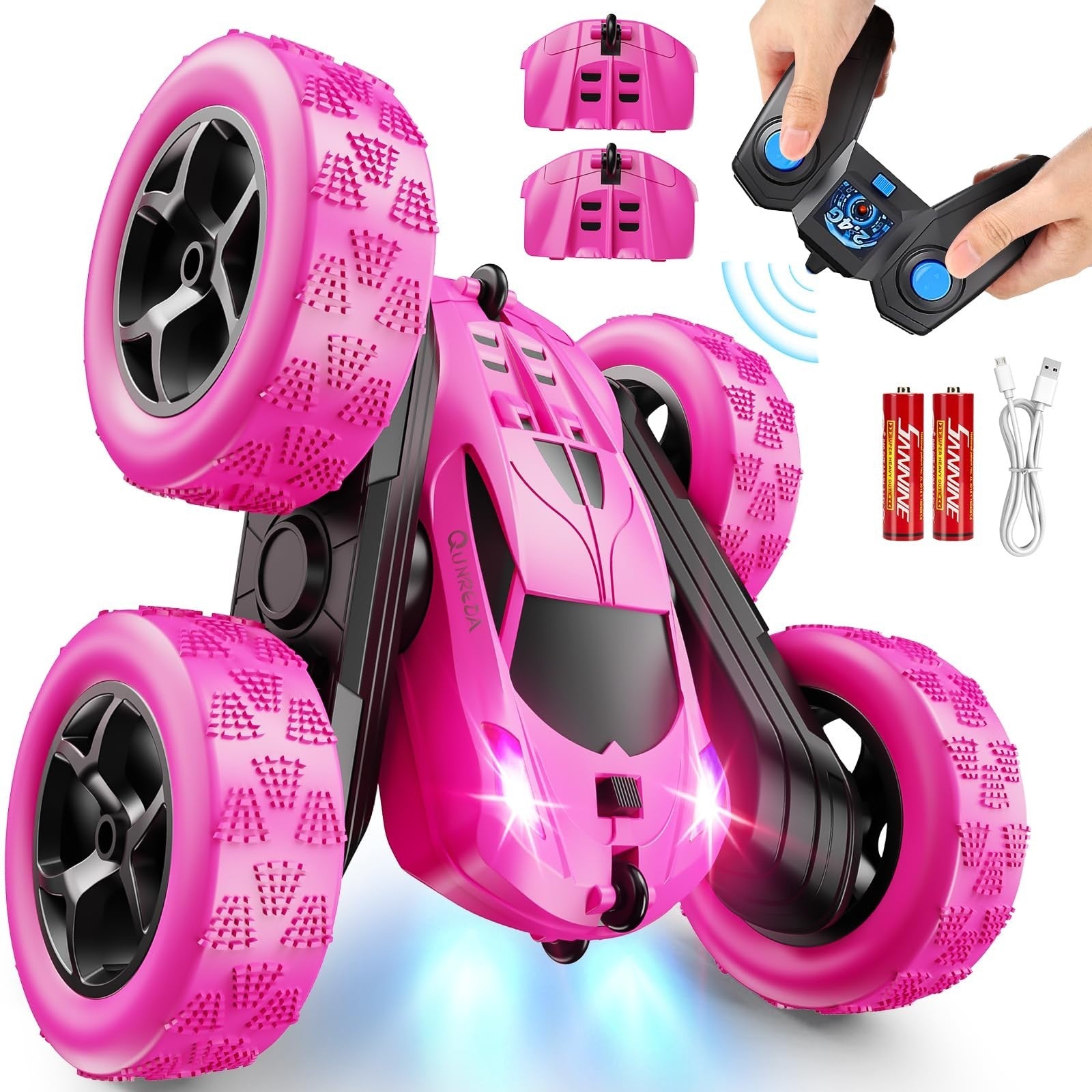 Remote Control Stunt Car for Girls, 2.4GHz Double Sided 360° Crawler Toy   Birth1