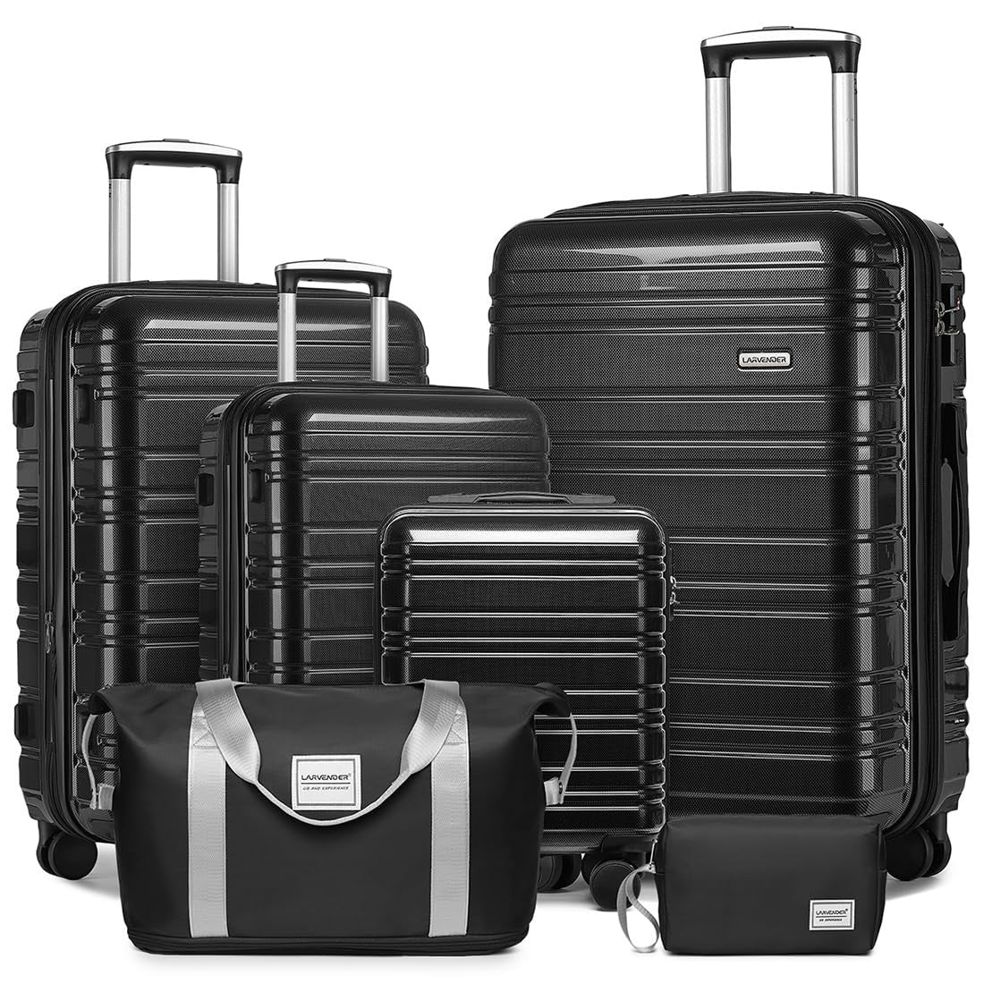 Expandable 6-Piece Luggage Set - Lightweight Hardshell Suitcases with TSA Lock,1