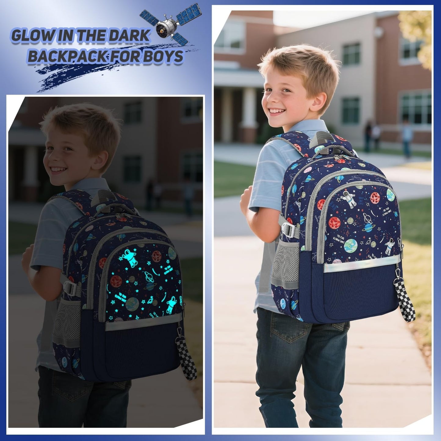 Luminous Boys Backpack Set   3PCS with Lunch Box & Pencil Case, School Gear7
