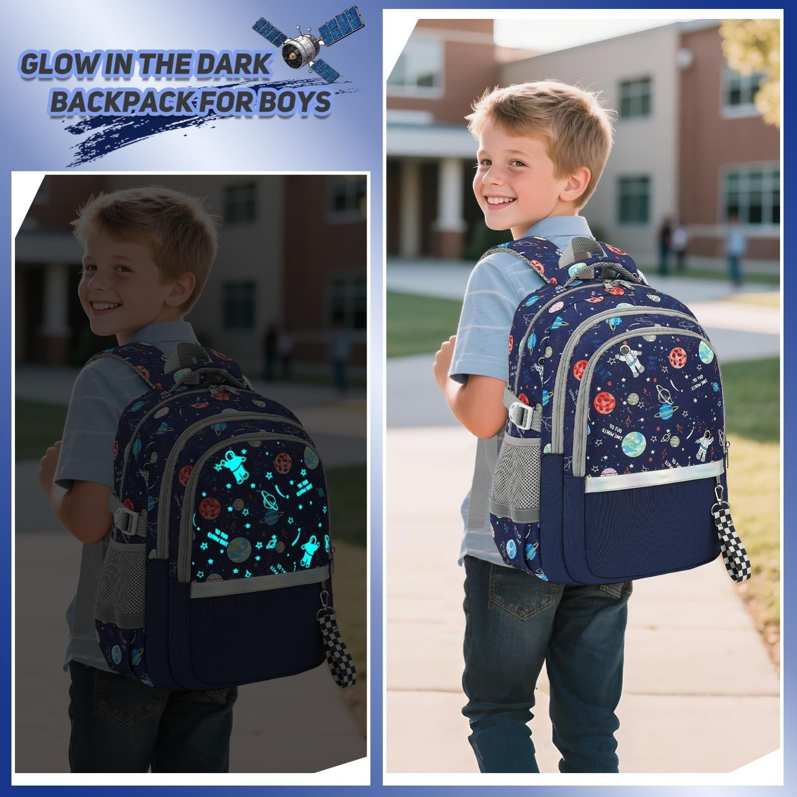 Luminous Boys Backpack Set   3PCS with Lunch Box & Pencil Case, School Gear7