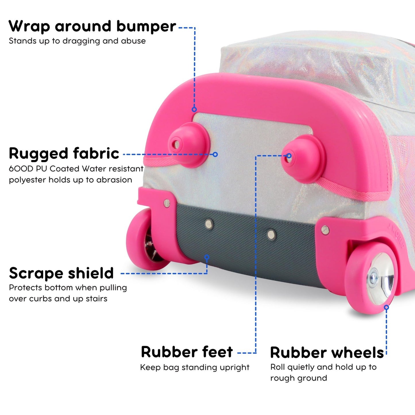 Kids Rolling Backpack with Wheels, School Roller Bookbag for Girls & Boys, 18"x13