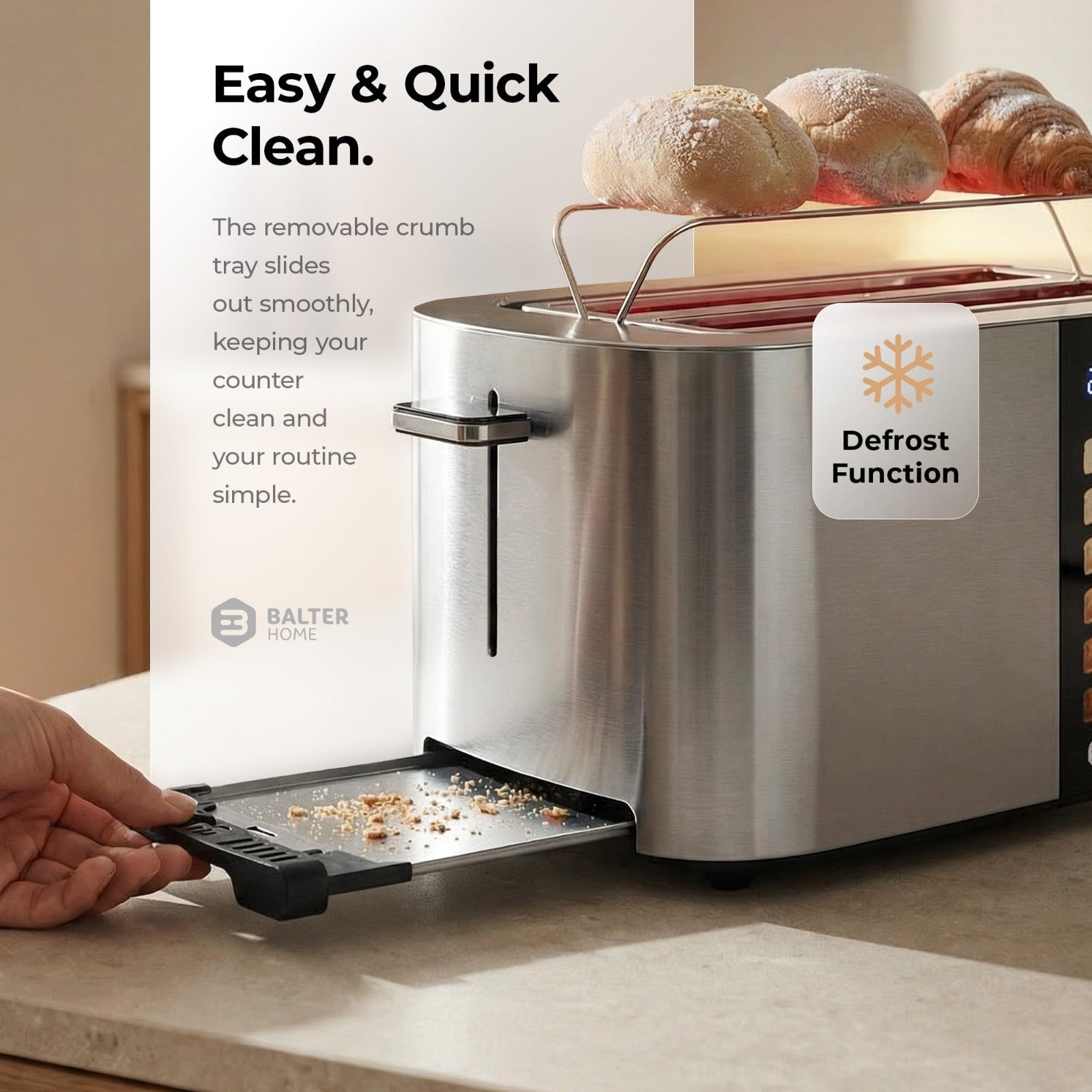 4 Slice Stainless Steel Toaster with Wide Slots, Bagel Function & Touch Screen6